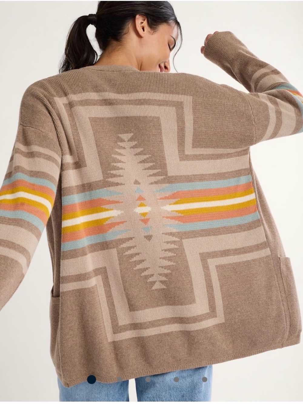 Pendleton Sierra Springs cotton cardigan, oversized Aztec design S-M